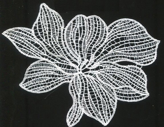 <font color="red">IN STOCK</font><br>Leaf Net Applique-White