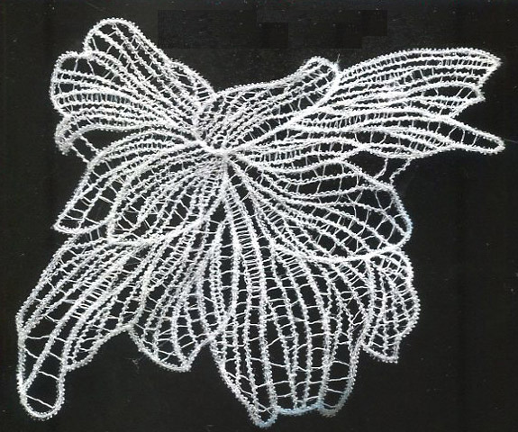 <font color="red">IN STOCK</font><br>Floral Net Applique-White