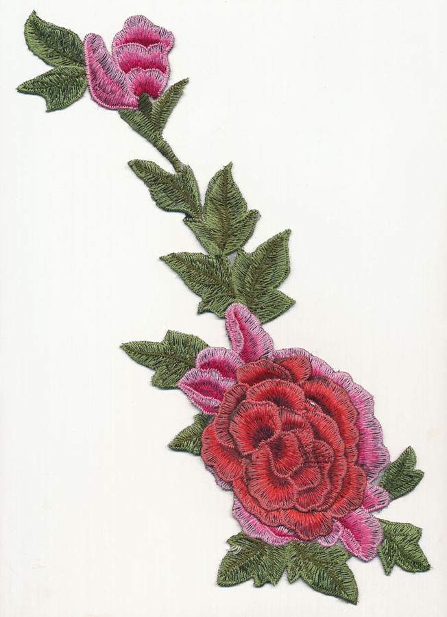 13" x 4+1/2" 2D Large Rose With Bud-Red/Pink/Green