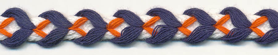 <font color="red">IN STOCK</font><br>3/8" Cotton Arrowflow Braid-White/Navy/Orange Combo