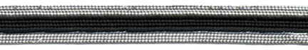 <font color="red">IN STOCK<br>MADE IN USA</font><br>1/2" Metallic/Rayon Racing Stripe Braid-Silver/Black/Silver