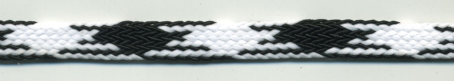 <font color="red">IN STOCK<br>MADE IN USA</font><br>5/16" Poly/Rayon Flat Sleeving Cord-White with Black Accent