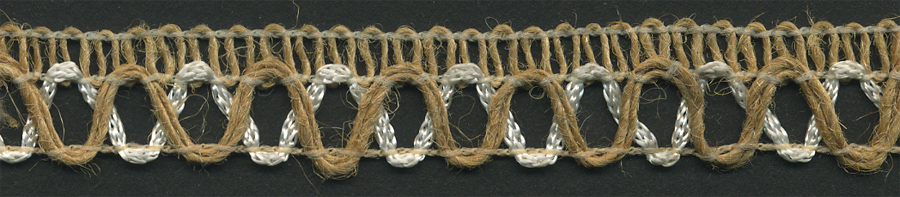 <font color="red">IN STOCK<br>MADE IN USA</font><br>7/16" Knit Jute Braid-Jute/White