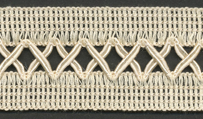 <font color="red">IN STOCK<br>MADE IN USA</font><br>1+3/8" Rayon X Soutache Insert Braid-Ivory