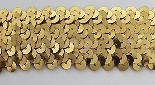 <font color="red">IN STOCK</font><br>1+1/2" (4 Row) Stretch Sequins-Gold