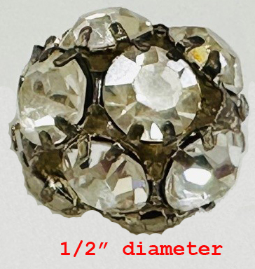 <font color="red">IN STOCK</font><br>1/2" Diameter Sew-Thru Rhinestone Button-Crystal/Gold