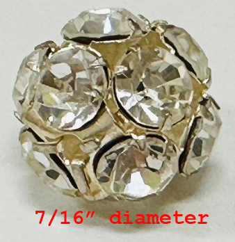 <font color="red">IN STOCK</font><br>7/16" Diameter Sew-Thru Rhinestone Button-Crystal/Gold