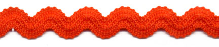 <font color="red">IN STOCK<br>MADE IN USA</font><br>1/2" Poly Stretch Knit Ric Rac-Halloween Orange