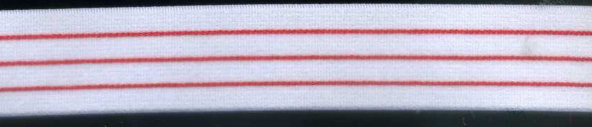 <font color="red">IN STOCK</font><br>1" Nylon Double Plush Pin Stripe-White/Red