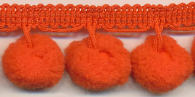 <font color="red">IN STOCK</font><br>1" Poly Ball Fringe-Orange