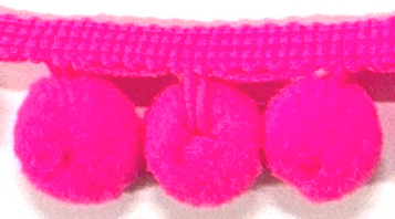 <font color="red">IN STOCK</font><br>1" Poly Ball Fringe-Neon Pink