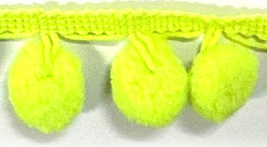 <font color="red">IN STOCK</font><br>1" Poly Ball Fringe-Neon Green