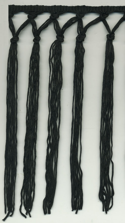 <font color="red">IN STOCK</font><br>10" Rayon Knotted Fringe with 1/4" Header-Black