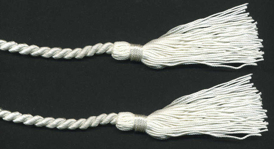 <font color="red">IN STOCK</font><br>36" Len Rayon 2-Ply Belt with Two 4" Tassels-White