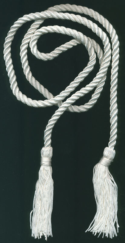 <font color="red">IN STOCK</font><br>48" Len Rayon 3-Ply Belt with Two 4" Tassels-White