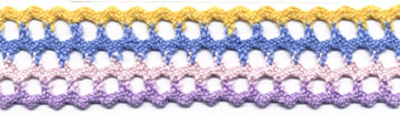 <font color="red">IN STOCK</font><br>1+3/8" Cotton Cluny Lattice Galloon-Yellow/Blue/Pink/Lav