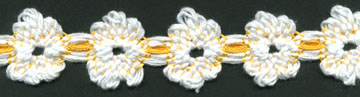 <font color="red">IN STOCK</font><br>1" Cotton Cluny Daisy Crochet-White/Yellow