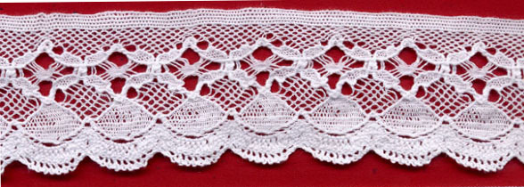 <font color="red">IN STOCK</font><br>2+1/16" Cotton Cluny Scallop-White