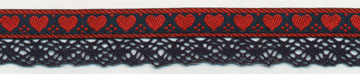 <font color="red">IN STOCK</font><br>3/4" Cotton Cluny Heart Edge-Red/Navy