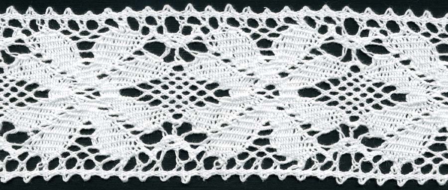 <font color="red">IN STOCK</font><br>2" Cotton Cluny Daisy Galloon-White