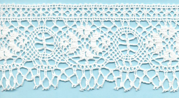 <font color="red">IN STOCK</font><br>2+3/4" Cotton Cluny Edge Crochet-Raw White