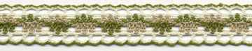 <font color="red">IN STOCK</font><br>3/4" Cotton Cluny Galloon Floral-Natural/Olive/Tan