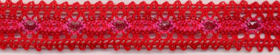 <font color="red">IN STOCK</font><br>1" Poly Cluny Galloon Crochet-Red/Pink/Wine