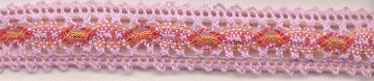 <font color="red">IN STOCK</font><br>1" Poly Cluny Galloon Crochet-Pink/Rose/Peach