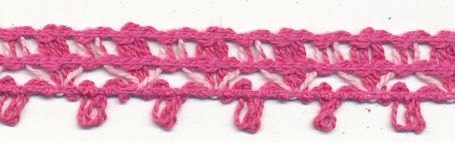 <font color="red">IN STOCK</font><br>5/8" Cotton Crochet Loop Edge Lace-Rose Pink