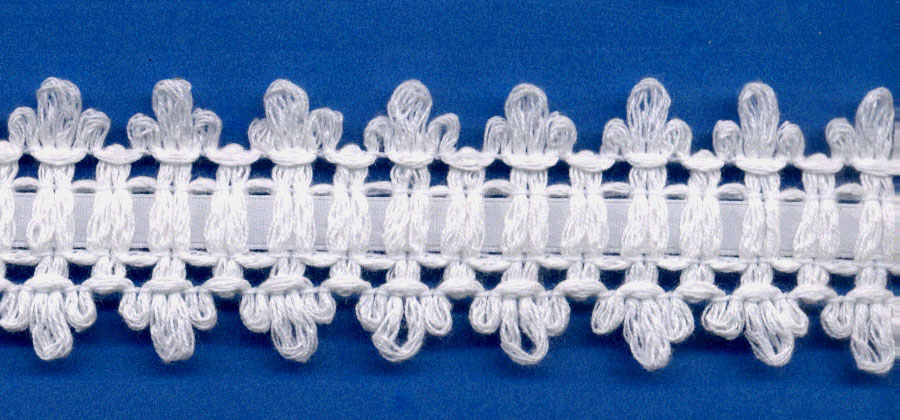 <font color="red">IN STOCK</font><br>1+1/2" Cotton Crochet Galloon Lace-White Lace/Ribbon