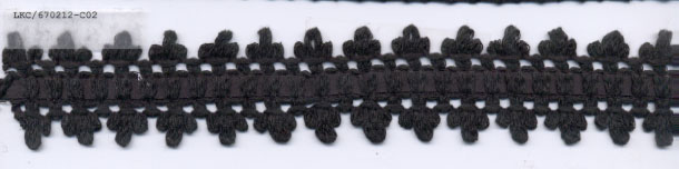 <font color="red">IN STOCK</font><br>1+1/2" Cotton Crochet Galloon Lace-Black Lace/Ribbon