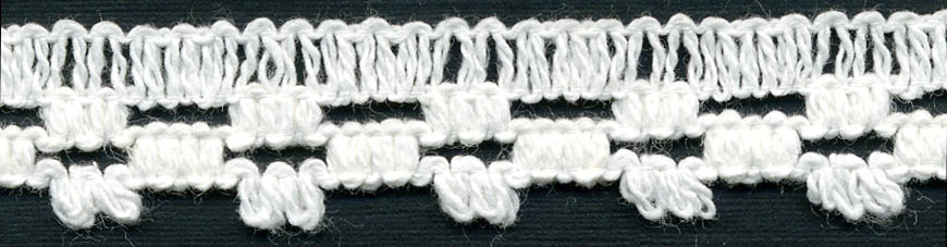 <font color="red">IN STOCK</font><br>9/16" Cotton Knit Squares Edge Lace-White