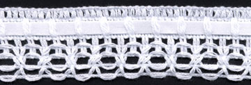 <font color="red">IN STOCK</font><br>1+1/2" Cotton Crochet Top Beading Lace-White Lace/Ribbon