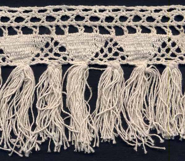 <font color="red">IN STOCK</font><br>3+1/4" Cotton Fringe Crochet Lace-Natural