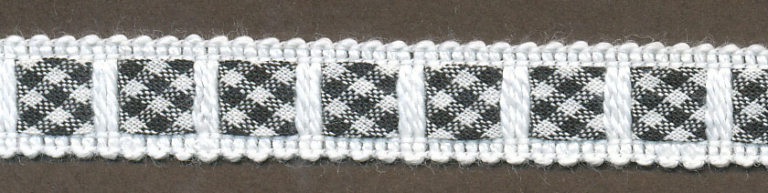 <font color="red">IN STOCK</font><br>1" Poly/Cotton Knit Cross Plaid Beading-Black/White Combo