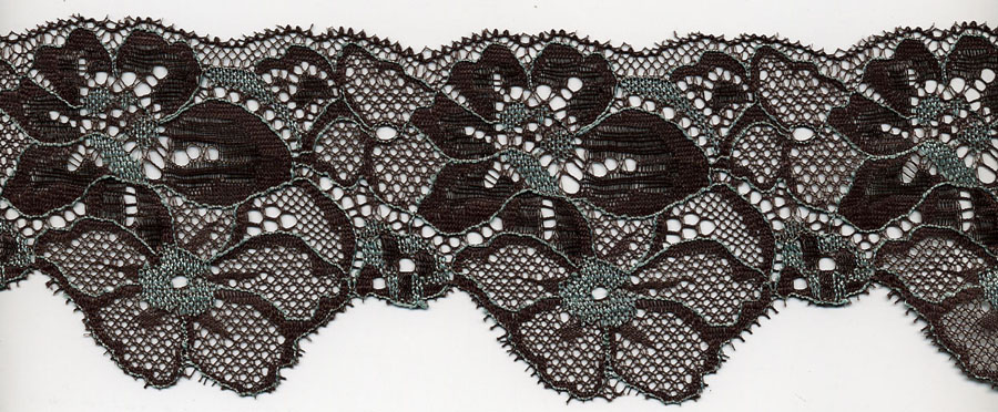 3" Nylon 2 Color Scallop Edge Lace-Dark Brown/Blue