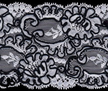 3.25" Nylon Galloon/Black Rayon Re-Embroidery-White/Black Re-Embroidery