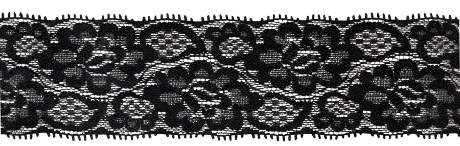 <font color="red">IN STOCK</font><br>2+1/8" Nylon Stretch Lace-Black