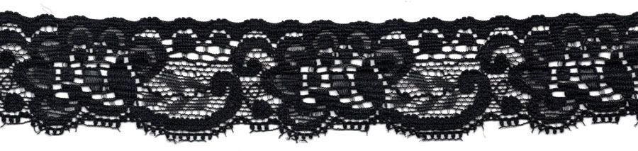 <font color="red">IN STOCK</font><br>1+1/4" Nylon Stretch Lace-Black