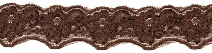 <font color="red">IN STOCK</font><br>1+5/8" Nylon Stretch Lace-Chocolate