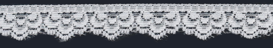 <font color="red">IN STOCK</font><br>5/8" Nylon Stretch Edge Lace-White