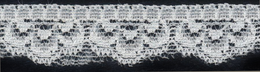 <font color="red">IN STOCK</font><br>5/8" Nylon Stretch Lace Edge-Raw White