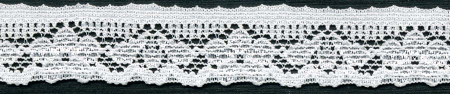 <font color="red">IN STOCK</font><br>1/2" Nylon Stretch Lace Edge-White