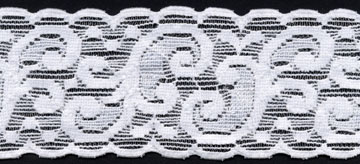 <font color="red">IN STOCK</font><br>2" Nylon Stretch Lace Galloon-Raw White