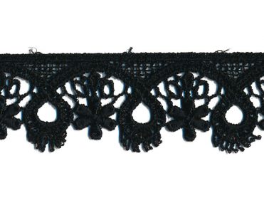 <font color="red">IN STOCK</font><br>1+1/8" Rayon Venise Lace-Black