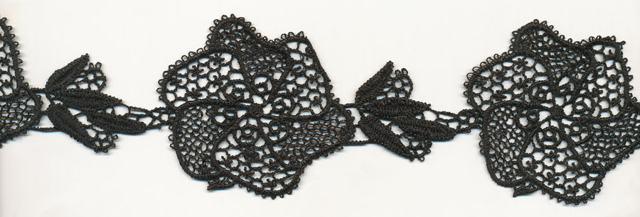 <font color="red">IN STOCK</font><br>2+3/4" Poly Venise Lace Galloon-Black