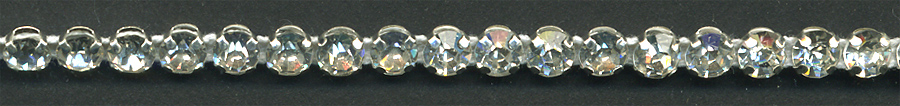 <font color="red">IN STOCK</font><br>1 Row 20SS Glass Rhinestone Band-Crystal Stone/Silver Cup