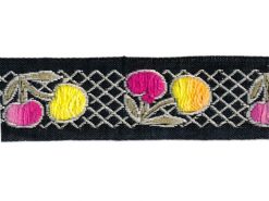 <font color="red">IN STOCK</font><br>1" Vintage Cotton Ribbon-Black/White/Olive/Yellow Gold/Fusc/Pink