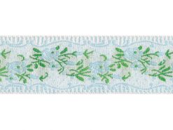 <font color="red">IN STOCK</font><br>1" Vintage Cotton Ribbon-White/Lt Blue/Forest