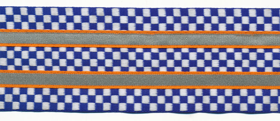 <font color="red">IN STOCK</font><br>2+1/4" Checker Finish Line Tape-Blue/Orange